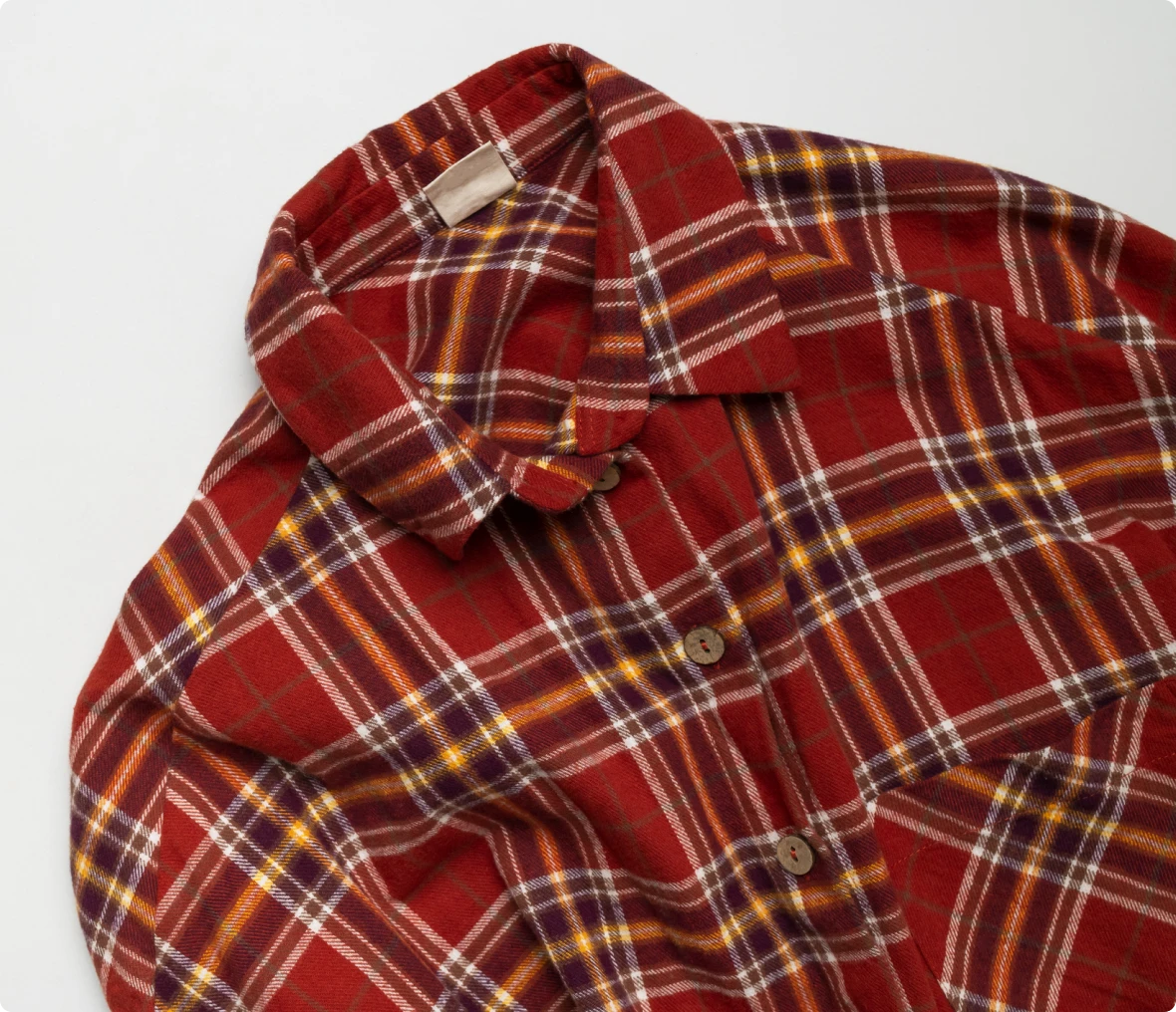 Red plaid flannel shirt on display
