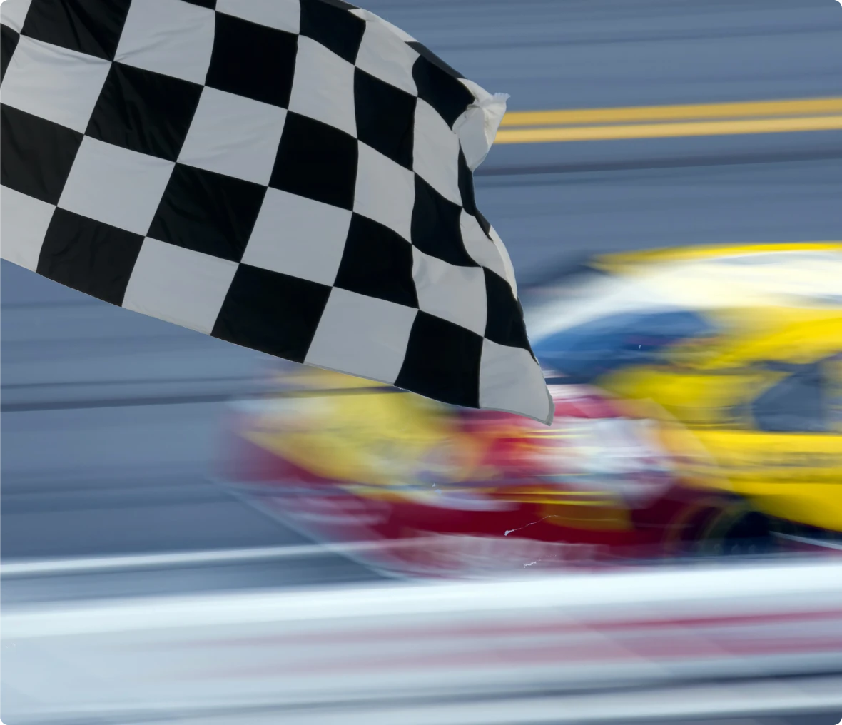 Racing finish line with checkered flag